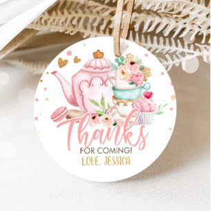 Tee Party Tee für zwei rosa Blütendusche Geschenkanhänger
