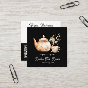 Tee-Pot-Tee-Raum Quadratische Visitenkarte
