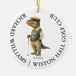 Tee-Rex Dinosaur Benutzerdefinierter Golfer Name u Keramik Ornament