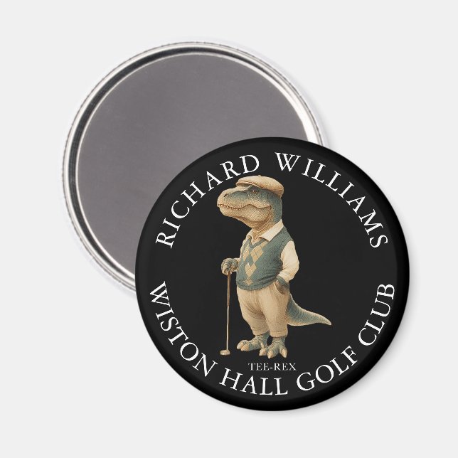 Tee-Rex Dinosaur Benutzerdefinierter Golfer Name U Magnet (Vorderseite/Rückseite)