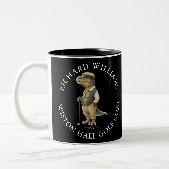 Tee-Rex Dinosaur Benutzerdefinierter Golfer Name u Zweifarbige Tasse (Links)
