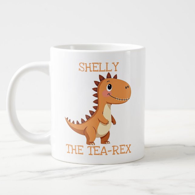 Tee-Rex Dinosaur Personalisierter Name Riesiger Te Jumbo-Tasse (Links)