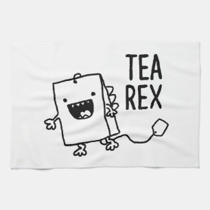 Tee Rex Tea Bag Funny Pun Cartoon Handtuch