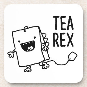 Tee Rex Tea Bag Funny Pun Cartoon Untersetzer