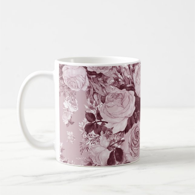 Tee-Rose: Aquarell Bouquet Muster. Kaffeetasse (Links)