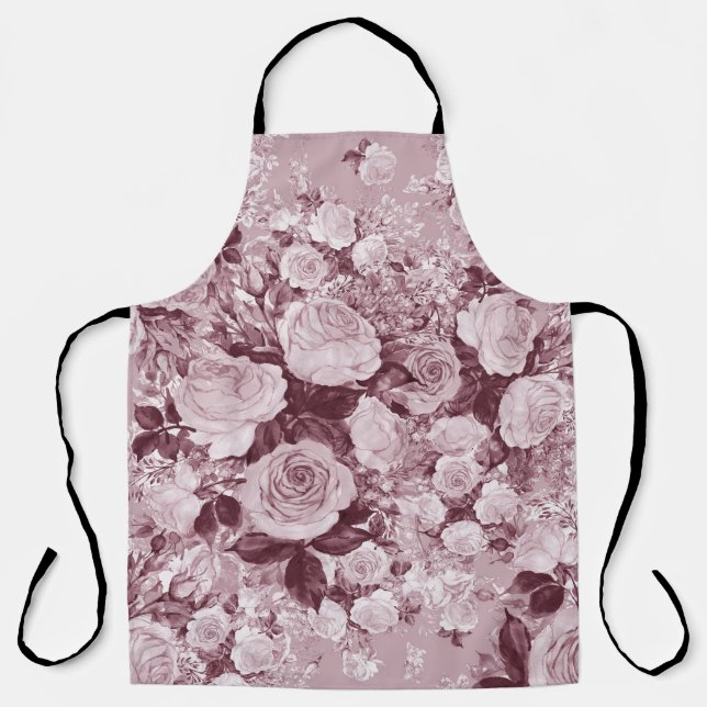 Tee-Rose: Aquarell Bouquet Muster. Schürze (Vorderseite)