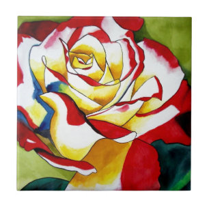 Tee Rose Aquarell Originale Kunst Blume Fliese
