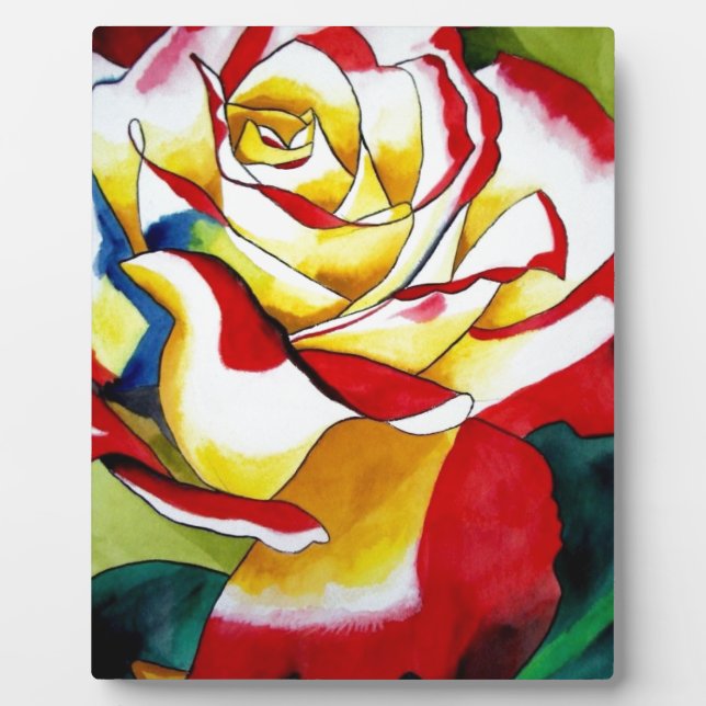 Tee Rose Aquarell Originale Kunst Blume Fotoplatte (Vorderseite)