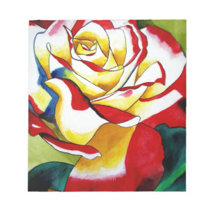 Tee Rose Aquarell Originale Kunst Blume Notizblock