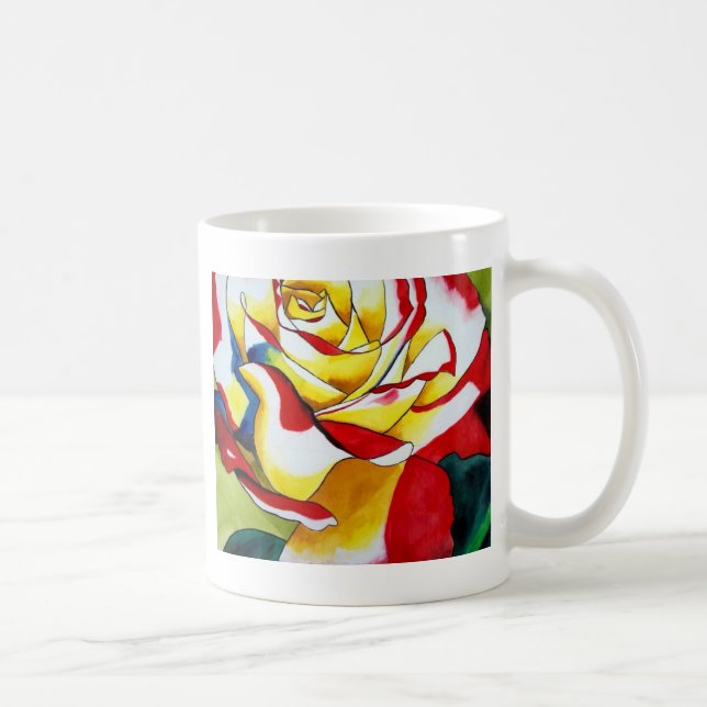 Tee Rose Aquarell Originale Kunst Blume Tasse (Rechts)