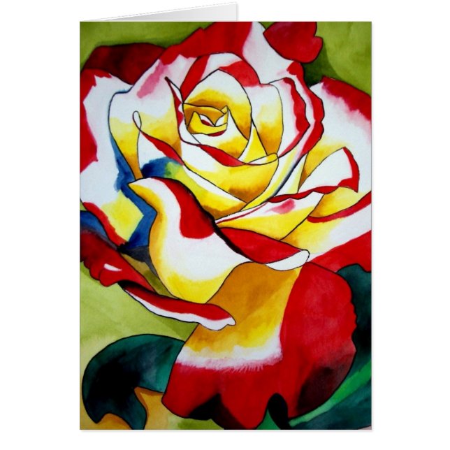 Tee Rose Originale Aquarellkunst Blume (Vorne)