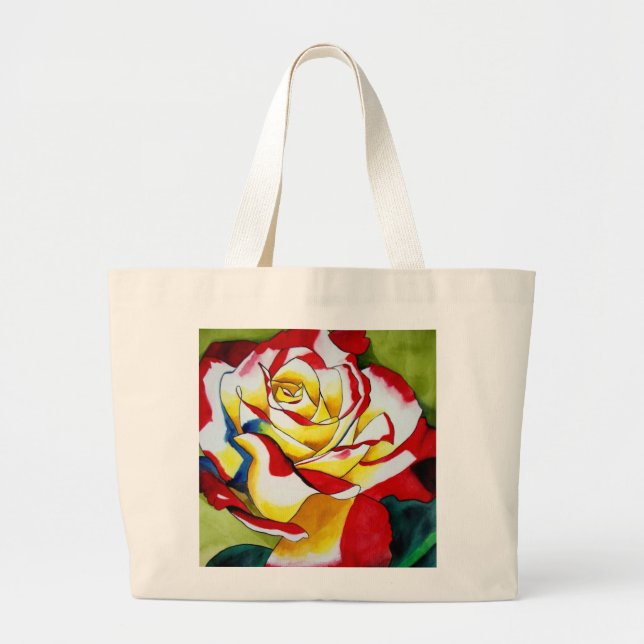 Tee Rose Originale Aquarellkunst Blume Jumbo Stoffbeutel (Vorne)