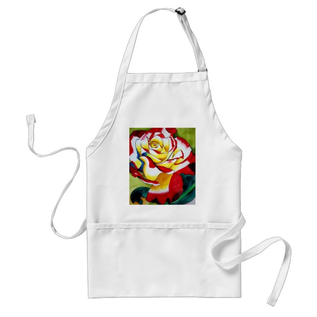 Tee Rose Originale Aquarellkunst Blume Schürze (Vorne)