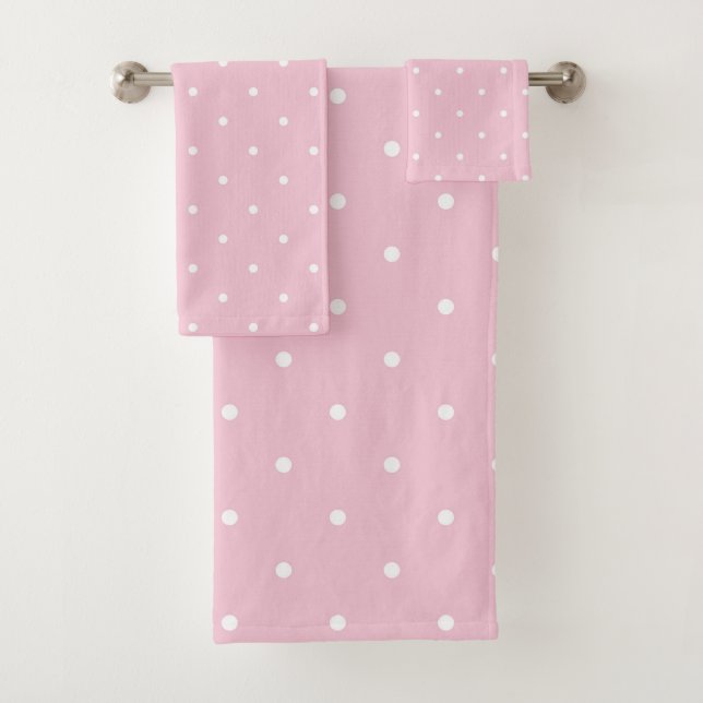 Tee-Rose Rosa und weiße Punkte Badhandtuch Set (Insitu)