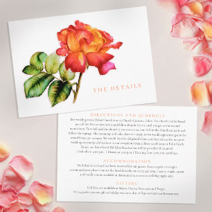 Tee Rose Rot-Orange Aquarellfarben Begleitkarte