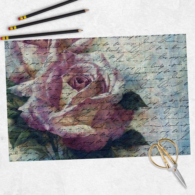 Tee Rose Vintag Handwriting Ephemera Decoupage Seidenpapier (Von Creator hochgeladen)