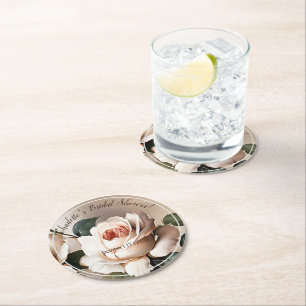Tee-Rosen-Braut-Party Runder Pappuntersetzer