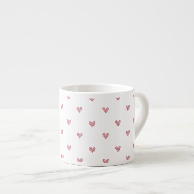 Tee-Rosen-Rosa-Glitzer-Herz-Muster Espressotasse (Vorderseite Rechts)