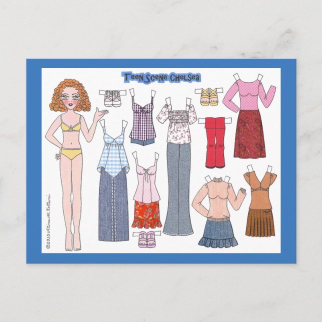 Tee Scene Chelsea Paper Doll Postcard Postkarte (Vorderseite)