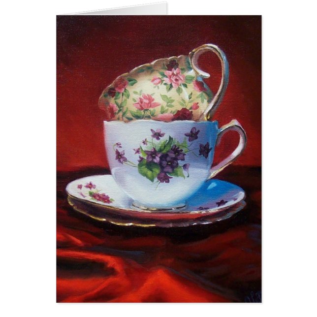 Tee-Schalen und roter Satin (Vorne)