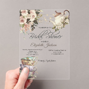 Tee Set Lights Rose Brautparty Acryleinladungen