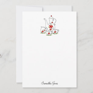 Tee-Set-Stationery-Mitteilungskarten, rot Mitteilungskarte