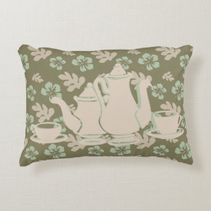 Tee Set und Hibiskus Blumenkohl Dekokissen