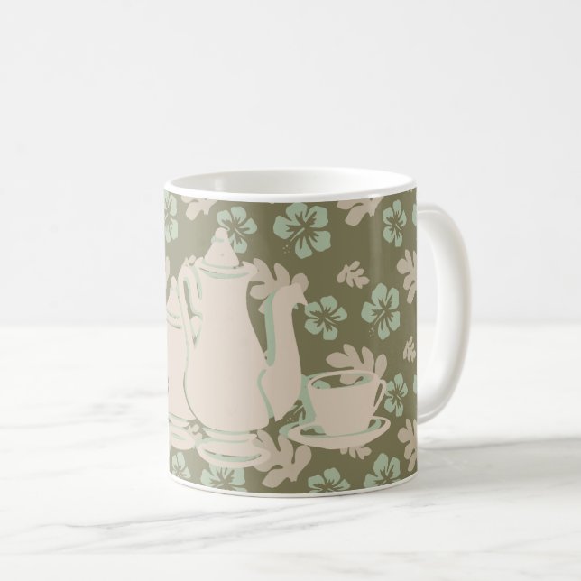 Tee Set und Hibiskus Taupe Flora Kaffeetasse (VorderseiteRechts)