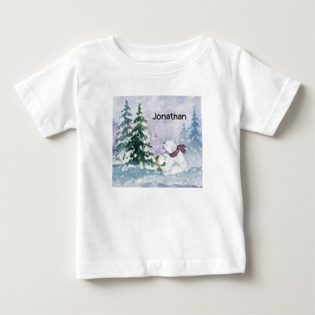 Tee-Shirt für Baby Boy mit Winter Scene & Bears T-shirt (Vorderseite)