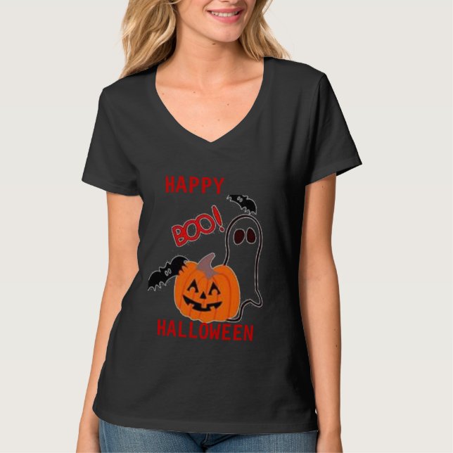 TEE SHIRT WOMENS BOO T-SHIRT HALLOWEW (Vorderseite)