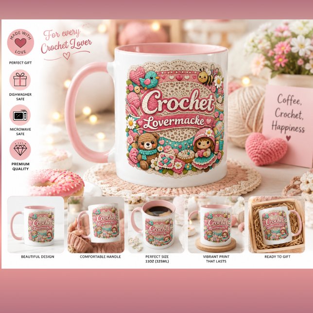Tee-Süchtiger Süßer Häkelstil-Becher | Gemütlicher Tasse (Von Creator hochgeladen)