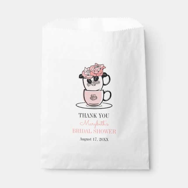 Tee-Teacup-Blume Brautparty Bevorzugung Taschen Geschenktütchen (Vorderseite)