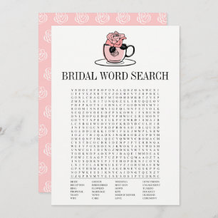 Tee Teacup Brautparty Word Search Game Card Einladung