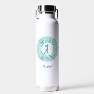 Tee-Time-Leben Lustiger personalisierter Name Teal Trinkflasche