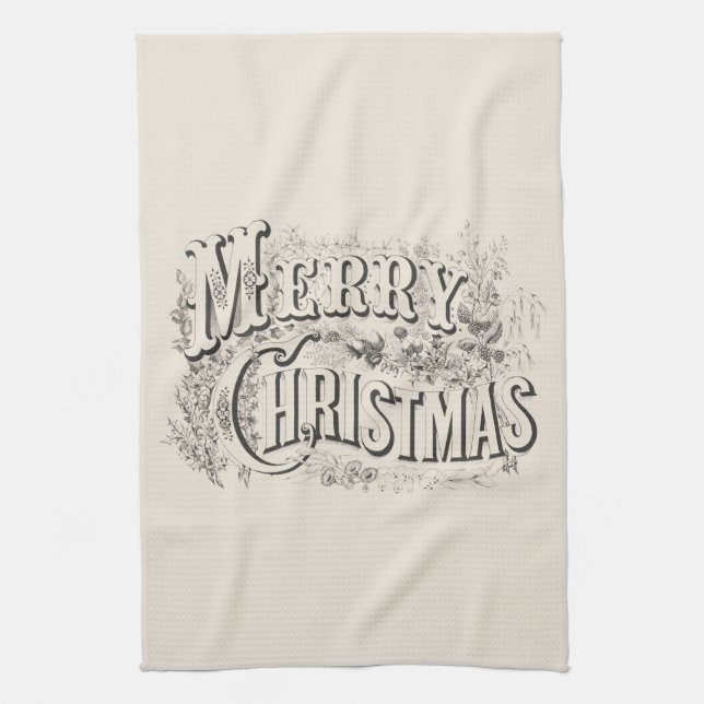 TEE-TOWEL: VINTAG "MERRY CHRISTMAS"  GESCHIRRTUCH (Vertikal)