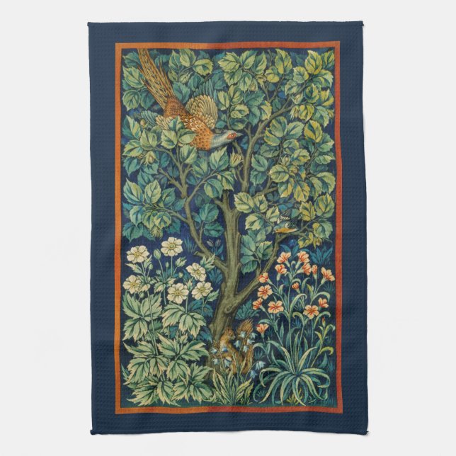 TEE-TOWEL: WILLIAM MORRIS : DER PHEASANT GESCHIRRTUCH (Vertikal)
