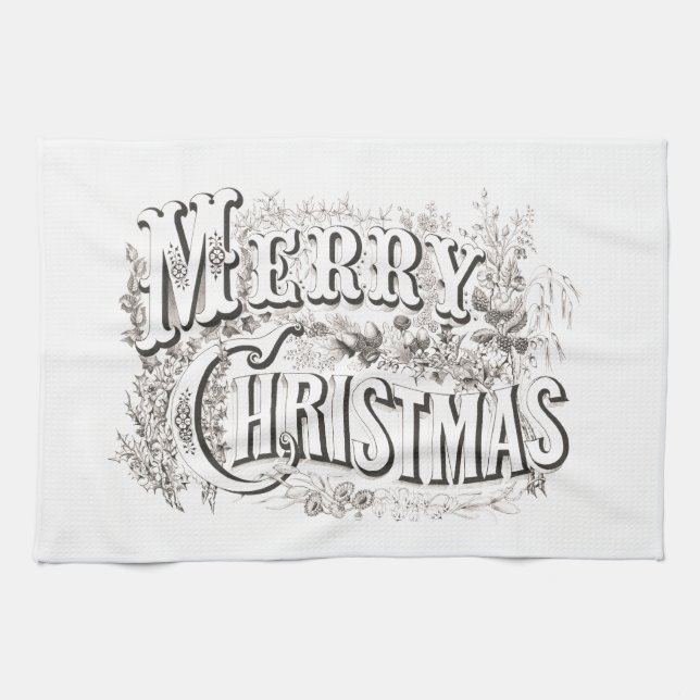 TEE-TOWELT MIT VINTAGEN "MERRY CHRISTMAS" GESCHIRRTUCH (Horizontal)