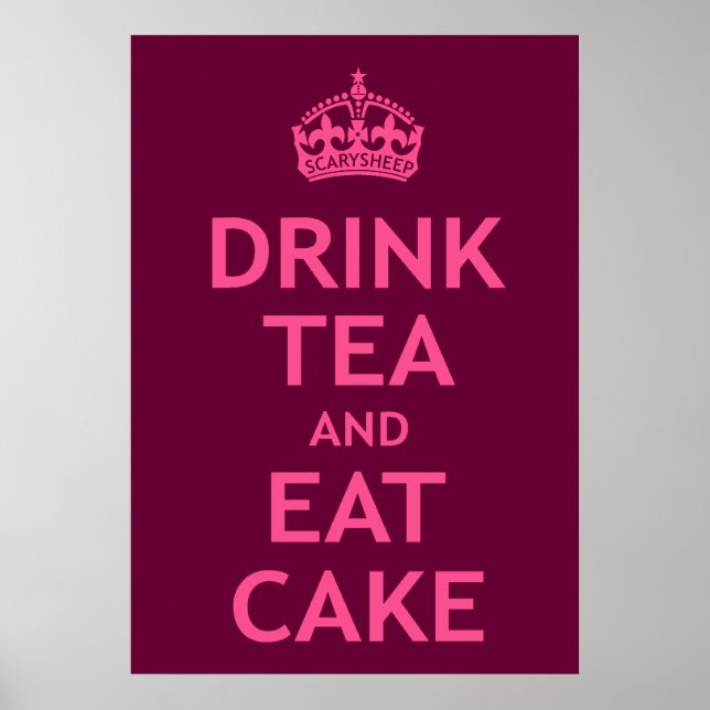 Tee trinken und Kuchen essen Poster (Vorne)