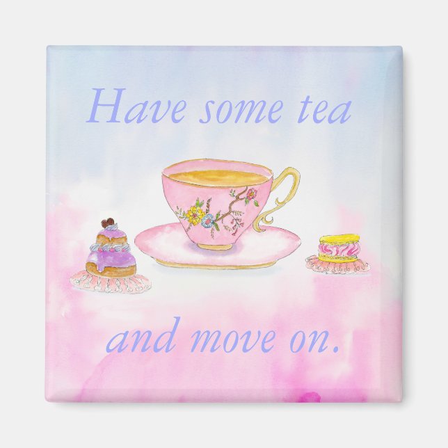 Tee trinken und Wasserfarben Teatime trinken Magnet (Vorne)