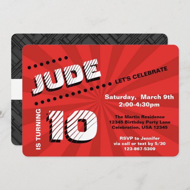 Tee/Tween Graffiti Wall Birthday Boy Party Einladung (Vorne/Hinten)