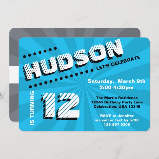 Tee/Tween Graffiti Wall Birthday Boy Party Einladung (Vorne/Hinten)