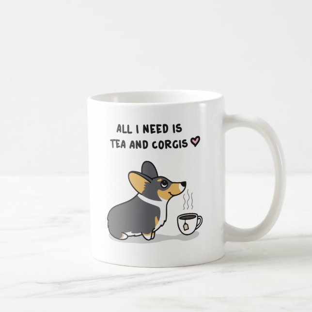 Tee u. Corgis [schwarzköpfige Tri] Tasse (Rechts)