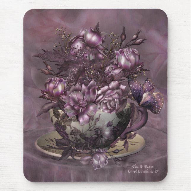 Tee-u. Rosen-Kunst Mousepad (Vorne)