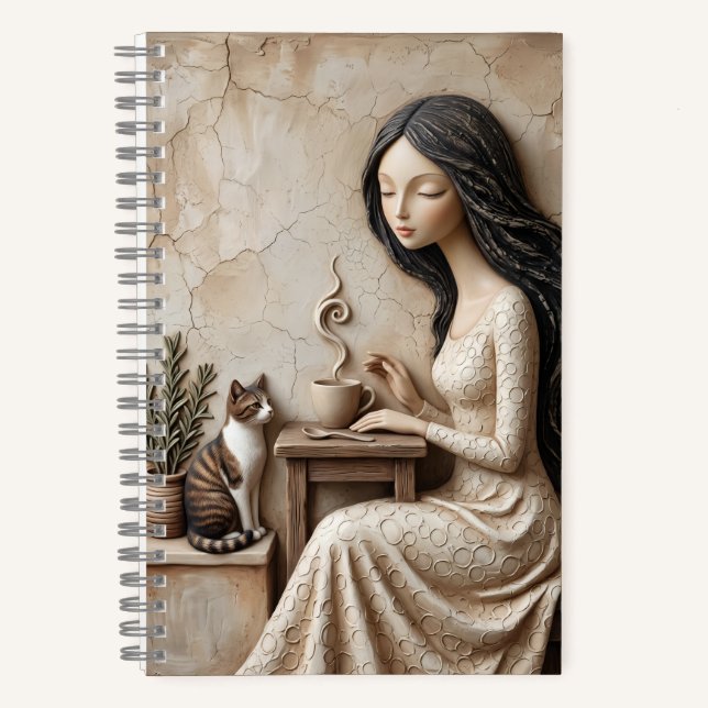Tee- und Katzenjournal  Das stille Studio Notizbuch (Vorderseite)