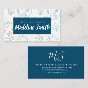 Tee und Kuchen Doodles hausgemachte Kuchen Bäckere Visitenkarte