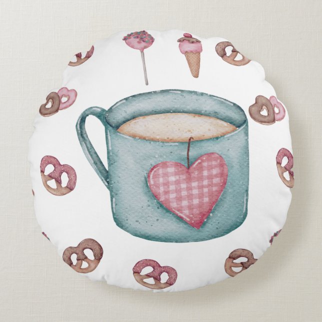 Tee und Snack Time Throw Kissen (Vorderseite)