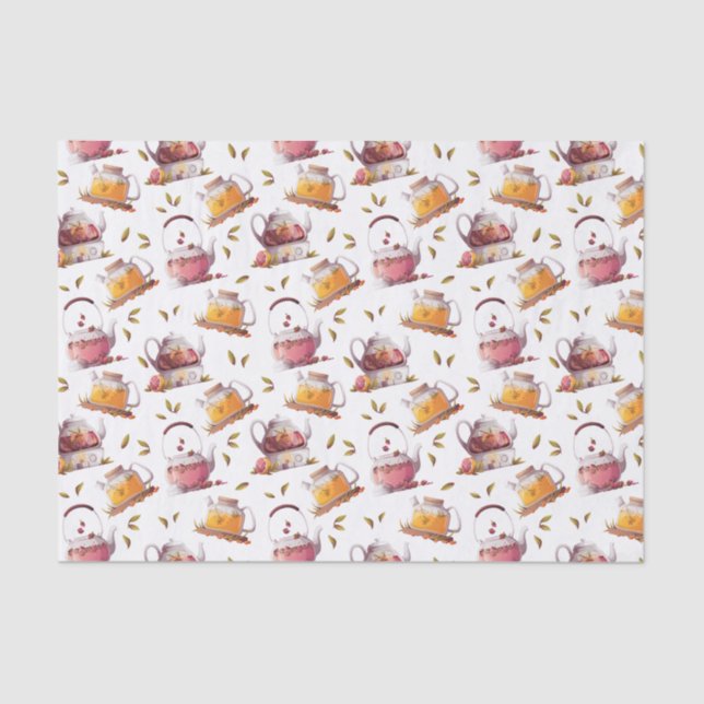 Tee und Tee Blätter Aquarell Seidenpapier (Vorderseite)