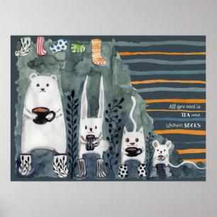 Tee und warme Socken Blue Poster