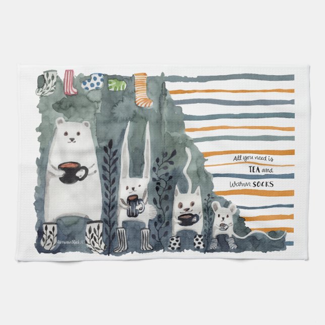 Tee und warme Socken Küchentücher (Horizontal)