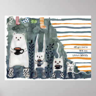 Tee und warme Socken Poster